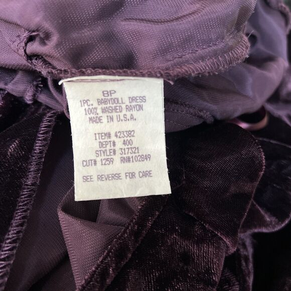 Earth Song Size 8P Petite Velvet Maxi Dress Fairycore Witchy Dark Purple 90s - Picture 9 of 9